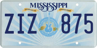 MS license plate ZIZ875