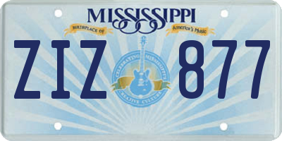 MS license plate ZIZ877
