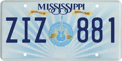 MS license plate ZIZ881