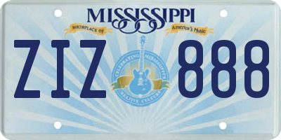 MS license plate ZIZ888