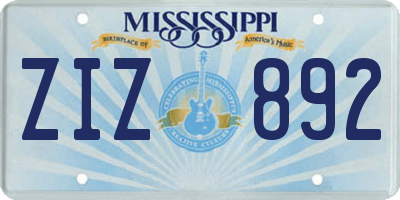 MS license plate ZIZ892