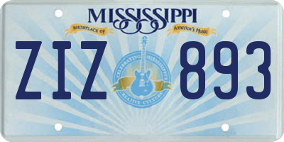 MS license plate ZIZ893