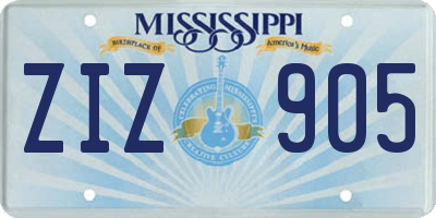 MS license plate ZIZ905