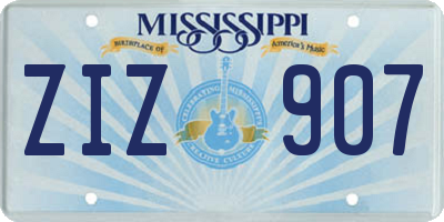MS license plate ZIZ907