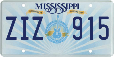 MS license plate ZIZ915