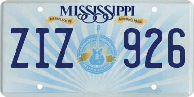 MS license plate ZIZ926
