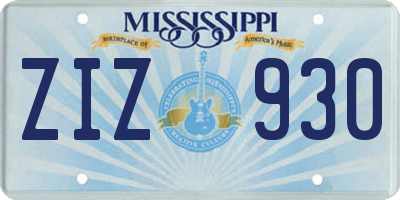 MS license plate ZIZ930