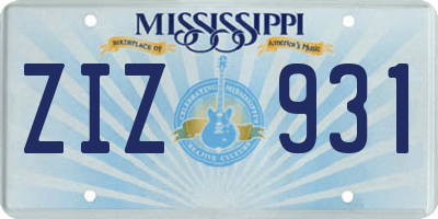 MS license plate ZIZ931