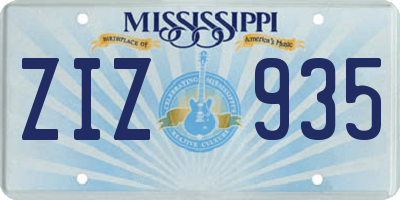 MS license plate ZIZ935