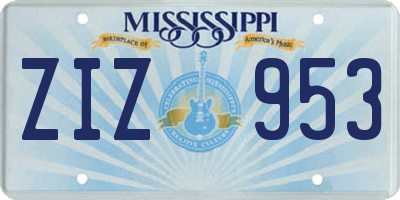 MS license plate ZIZ953
