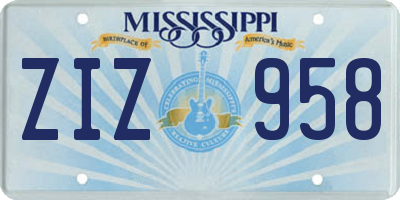 MS license plate ZIZ958