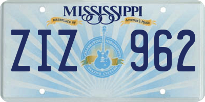 MS license plate ZIZ962