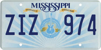 MS license plate ZIZ974