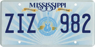 MS license plate ZIZ982