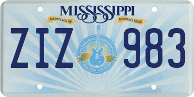 MS license plate ZIZ983