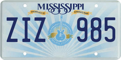 MS license plate ZIZ985