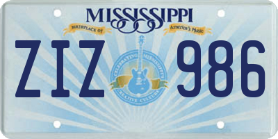 MS license plate ZIZ986