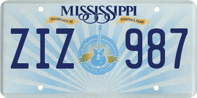 MS license plate ZIZ987