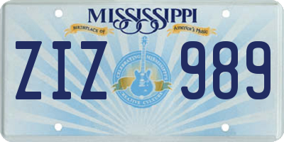 MS license plate ZIZ989