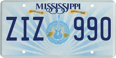 MS license plate ZIZ990