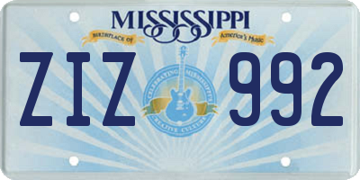 MS license plate ZIZ992