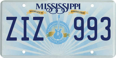 MS license plate ZIZ993