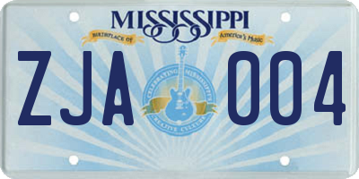 MS license plate ZJA004