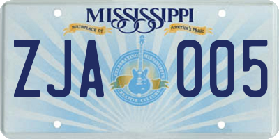 MS license plate ZJA005