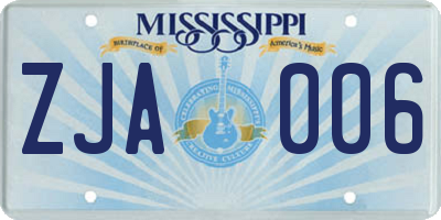 MS license plate ZJA006