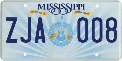 MS license plate ZJA008