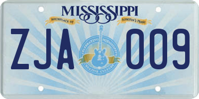MS license plate ZJA009