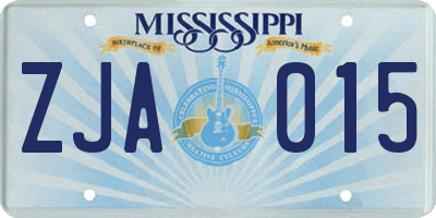 MS license plate ZJA015