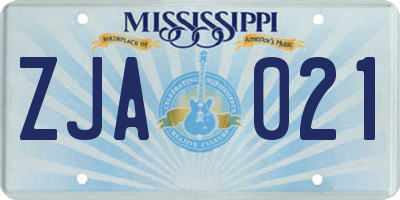 MS license plate ZJA021