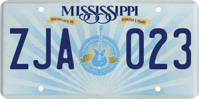 MS license plate ZJA023