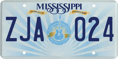 MS license plate ZJA024