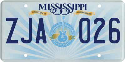 MS license plate ZJA026