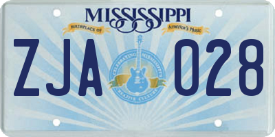 MS license plate ZJA028