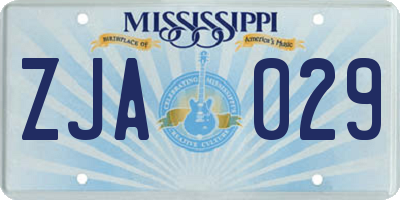 MS license plate ZJA029