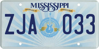 MS license plate ZJA033