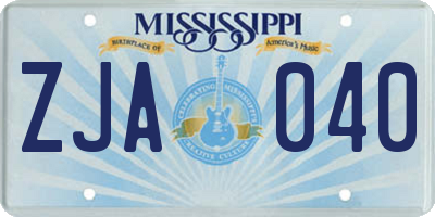 MS license plate ZJA040