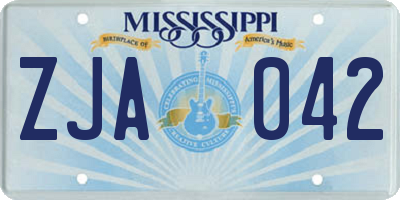 MS license plate ZJA042