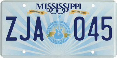 MS license plate ZJA045