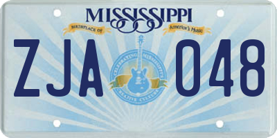MS license plate ZJA048