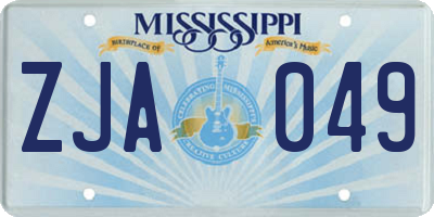 MS license plate ZJA049