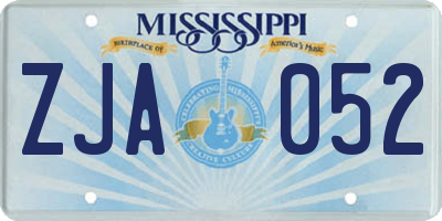 MS license plate ZJA052