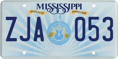 MS license plate ZJA053