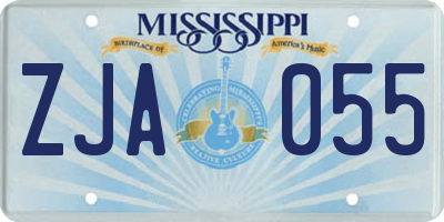MS license plate ZJA055