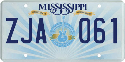 MS license plate ZJA061