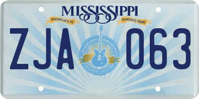 MS license plate ZJA063