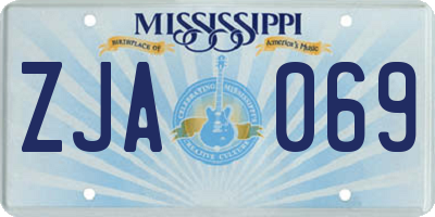 MS license plate ZJA069